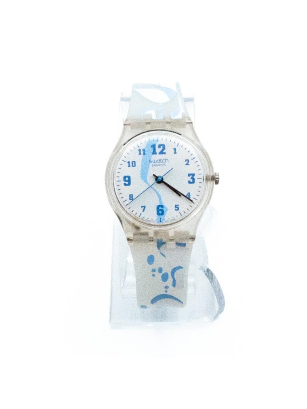 Rare Swatch Gent Access Snowpass Fresh Breeze SKK130 Clear Blue Unisex Watch